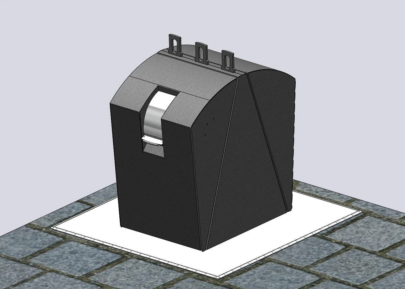3D-model van een afvalinworp- en perszuil